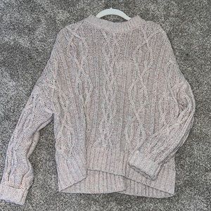 Something Navy Relaxed Cableknit Sweater size Small in color Oatmeal